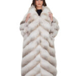 Cappotto in pelliccia di volpe lungo 122 centimetri manica a pipistrello bianco taglia unica dalla 42 alla 60