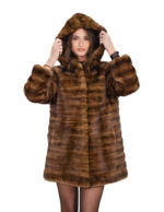 Giacca second life demi orizzontale 48 visone sottile cappotto 76 centimetri manica lunga