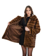 Giacca second life demi orizzontale 48 visone sottile cappotto 76 centimetri manica lunga - immagine 6