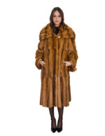 Cappotto in pelliccia di weasel 56 gold oro manica lunga con risvolto collo italiano enorme - immagine 4