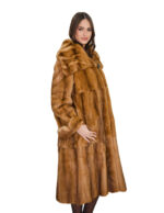 Cappotto in pelliccia di weasel 56 gold oro manica lunga con risvolto collo italiano enorme - immagine 2