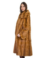 Cappotto in pelliccia di weasel 56 gold oro manica lunga con risvolto collo italiano enorme - immagine 3