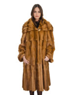 Cappotto in pelliccia di weasel 56 gold oro manica lunga con risvolto collo italiano enorme